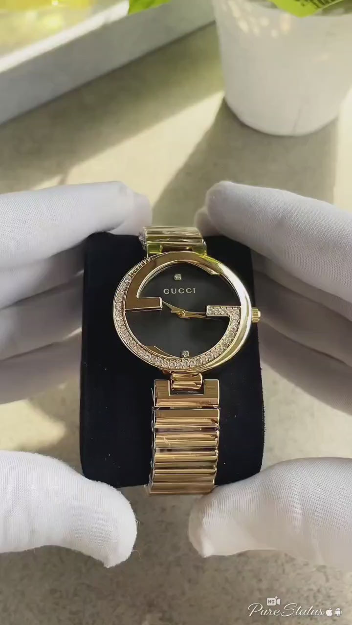 Gucc_i Interlocking G Gold Black