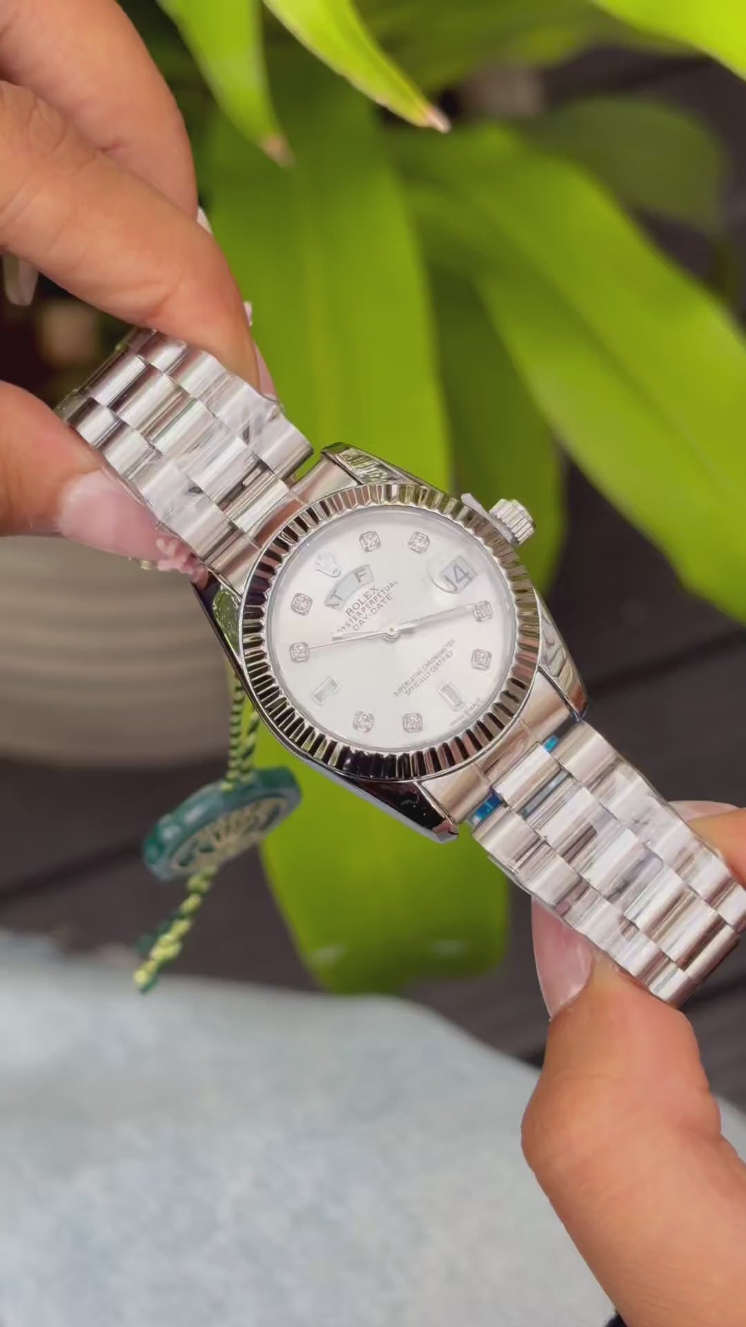 Rolee_x Oyster Perpetual Day Date Diamond 2Ton Silver - White