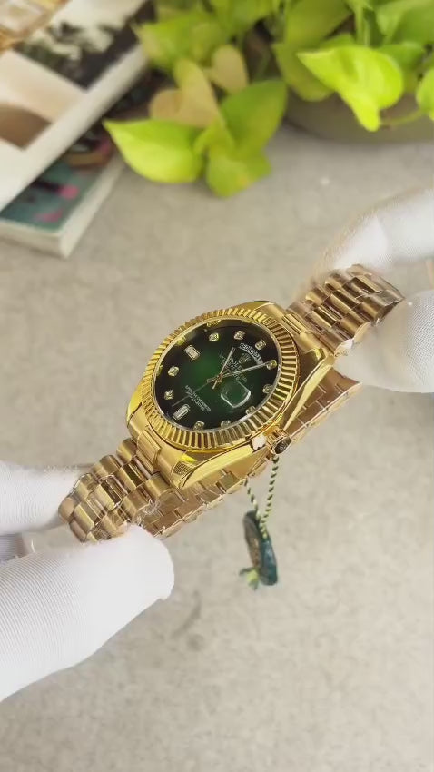 Role_x Oyster Perpetual Day Date Diamond Gold-Green 40 Battery