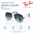 RB AVIATOR 3026 BLACK BLUE SHADED STORE HIT ARTICLE