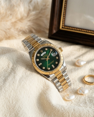 Role_x Oyster Perpetual Day Date Diamond 2Ton Golden Silver - Green