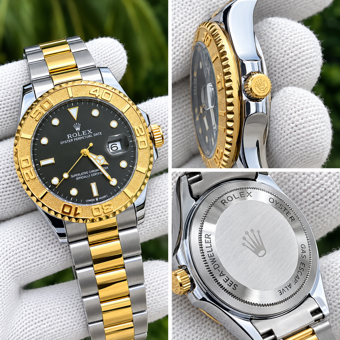 Role_x Yatch master Two Tone Black Dial Swift Movement