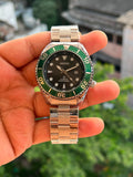 SEIKO PREMIUM SWIFT MOVEMENT BACK OPEN GREEN BLACK