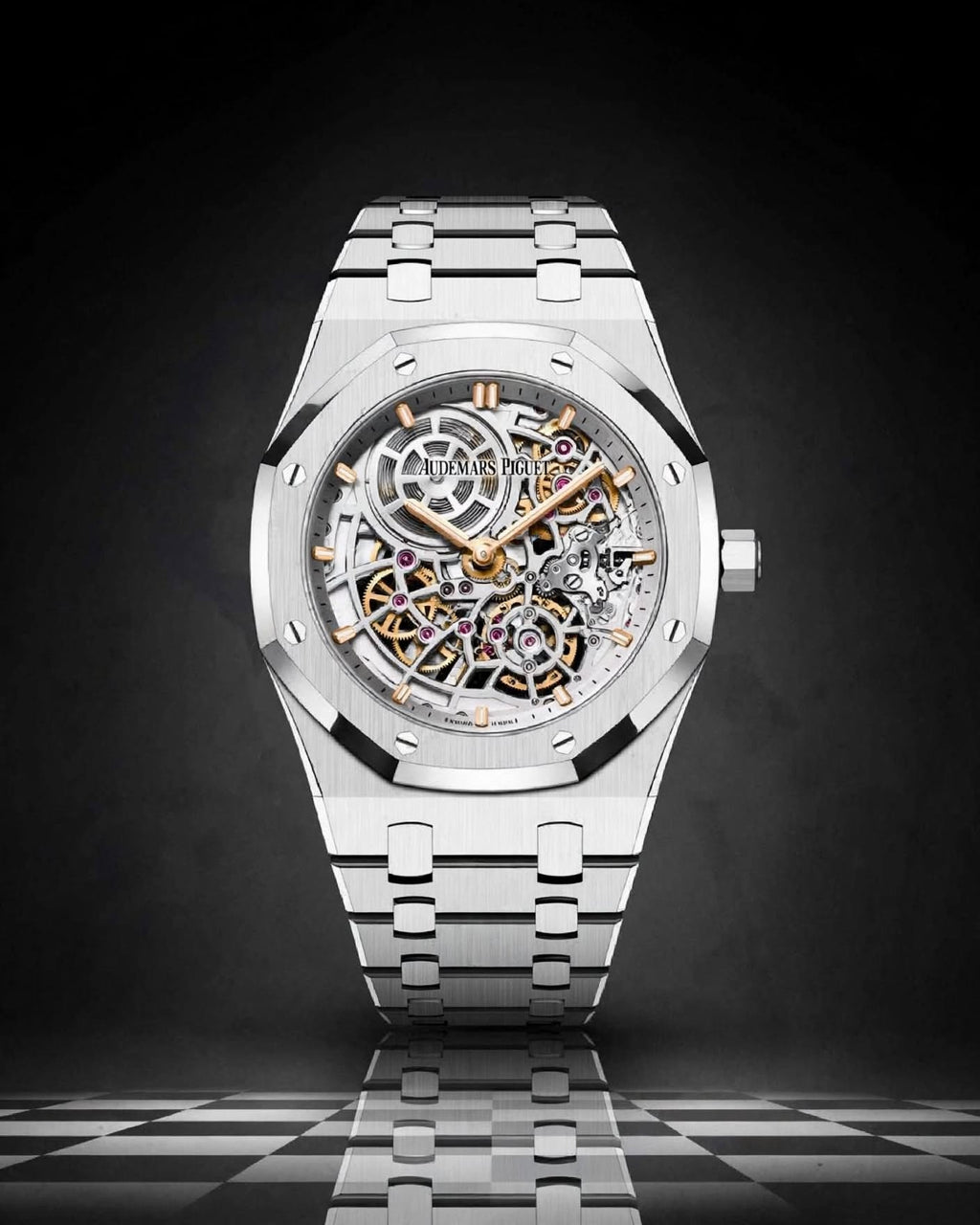 Audemar_s Piguet Royal Oak Jumbo Extra-Thin Openworked Silver -White