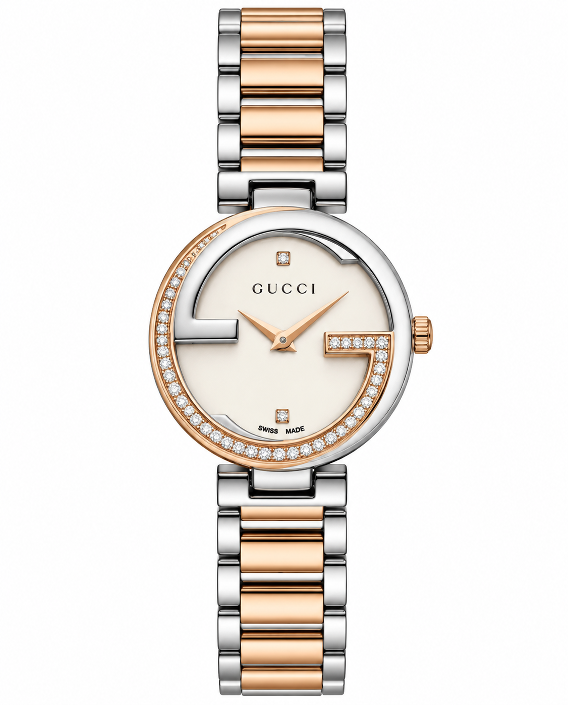 Gucc_i Interlocking G 2Ton White Dial