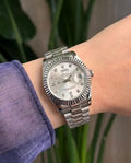 Rolee_x Oyster Perpetual Day Date Diamond 2Ton Silver - White
