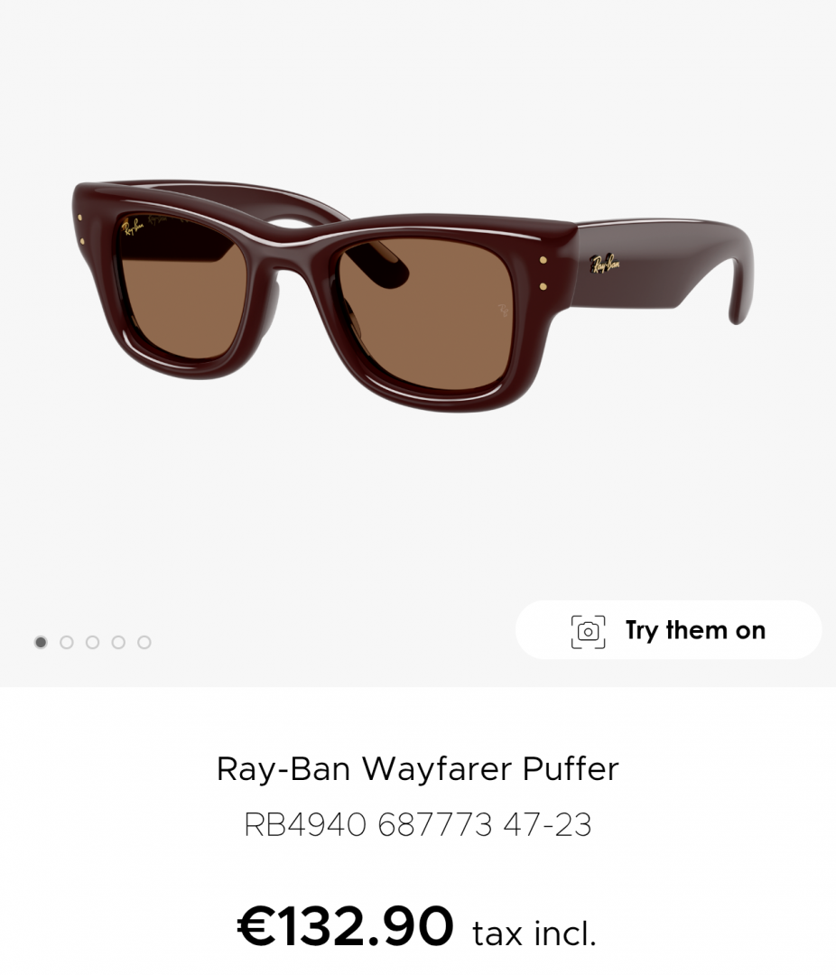 RAYBA_N 4940 BROWN OFFICIAL STORE MODEL WAYFARER PUFFER EDITION