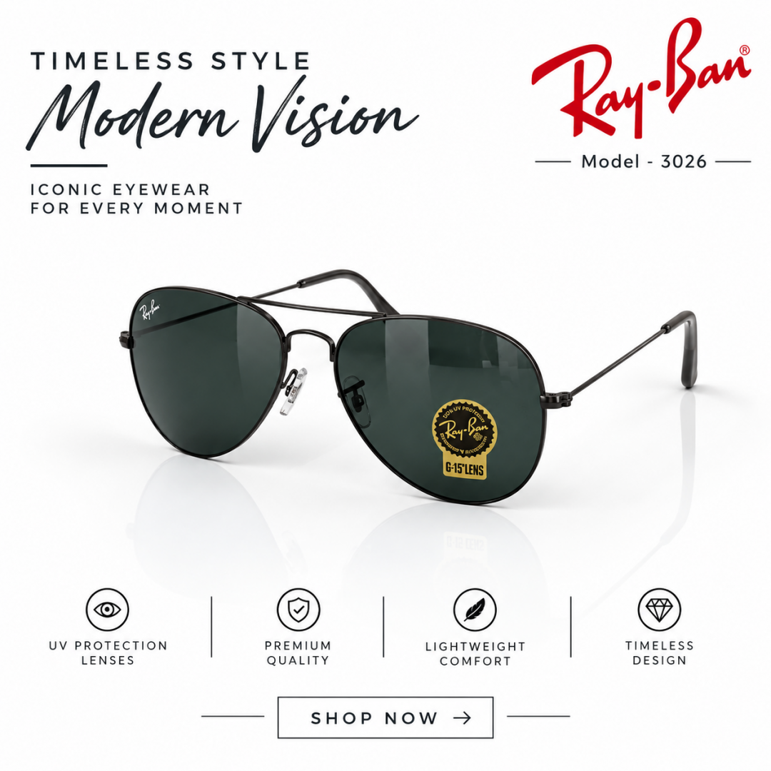 RB AVIATOR 3026 FULL BLACK STORE SUPERHIT ARTICLE