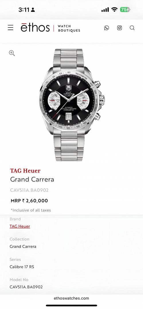 Tag Heue_r Carrera Caliber 17 Silver Black
